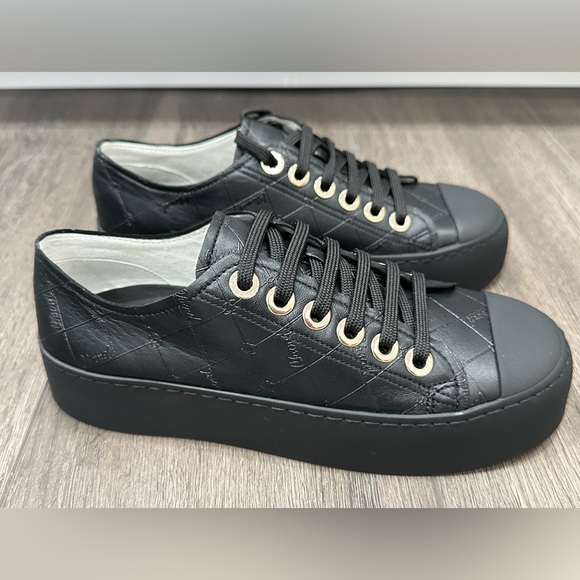 Black Quilted Platform Sneakers - Picture 2 of 16